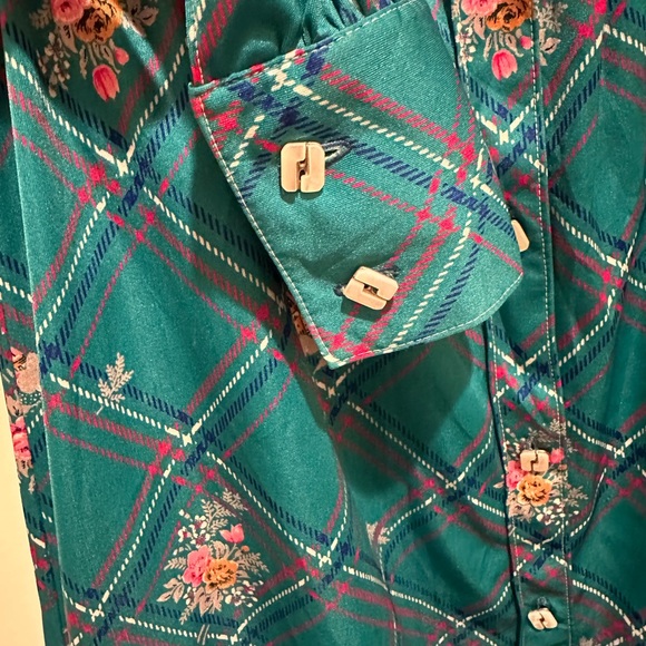 70’s Japanese vintage pattern dress, castles and flowers, size L - Picture 3 of 5